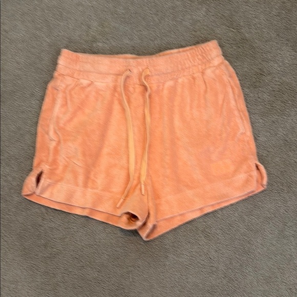 UGG Orange Athletic Shorts with Drawstring Waist and Terry Cloth Texture - Picture 1 of 4